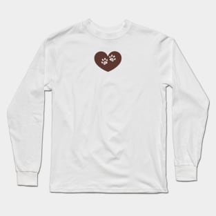 brown heart doodle paw prints symbol Long Sleeve T-Shirt